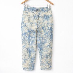 Rachel Comey Blue Cream Abstract Print Jeans Sz 0 High Rise Straight Leg Cotton